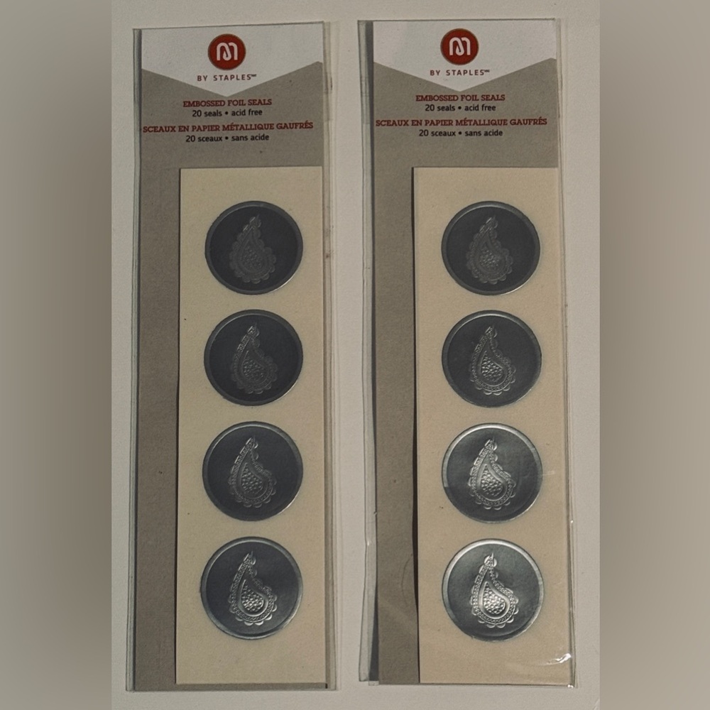 M by Staples Silver Seals with Paisley Design, Set of 2